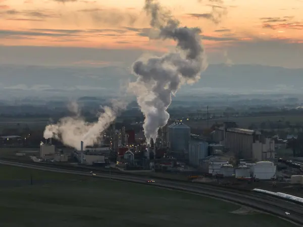 stock image View of methanol and ethanol factory. Polish producer of bioethanol and ethanol produced from corn grain. The production plant is located near Nysa in Poland. Methanol and ethanol plant.