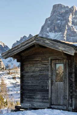 Santa Fosca Civetta resort. Panoramic view of the Dolomites mountains in winter, Italy. Ski resort in Dolomites, Alps in Italy. Aerial drone view of Santa Fosca ski slopes and mountains in dolomites. clipart