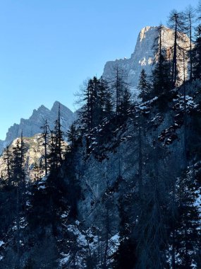 Santa Fosca Civetta resort. Panoramic view of the Dolomites mountains in winter, Italy. Ski resort in Dolomites, Alps in Italy. Aerial drone view of Santa Fosca ski slopes and mountains in dolomites. clipart