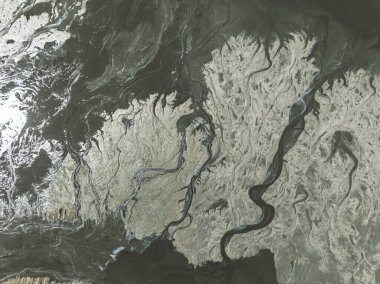 Endüstriyel kömür madeni, Polonya 'daki soyut sansür tankım. Endüstriyel göl insansız hava aracı fotoğraf görüntüsü. Tanklar ve temizleyiciler atık su arıtma tesisinde..