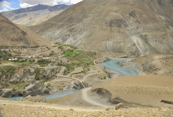 Sangam Όμορφη Θέα Της Συμβολής Των Ποταμών Zanskar Και Indus — Φωτογραφία Αρχείου