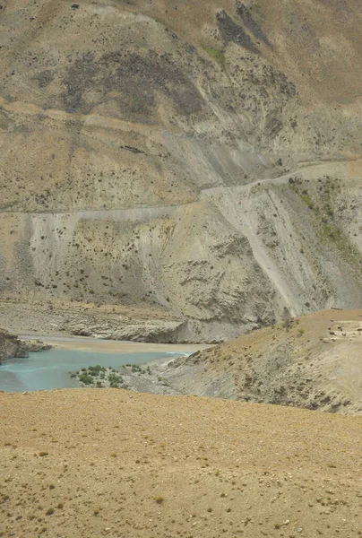 Zbieg Rzek Zanskar Indus Dolinie Nimmu Która Znajduje Się Terytorium — Zdjęcie stockowe