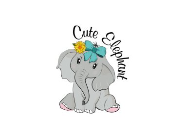 Cute Baby elephant. little elephant Vector illustration for kids. Use for t-shirt templates, surface design, fashion wear, baby shower, nursery drawing