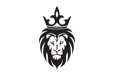 Aslan Kral Vektör İllüstrasyonu. Aslan Başı Logosu.