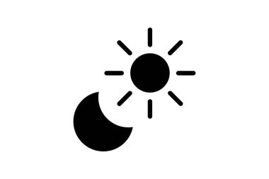 Basit Güneş ve Ay Simgesi Vektör illüstrasyonu. Amblem beyaz arkaplan, grafik ve web için düz biçim