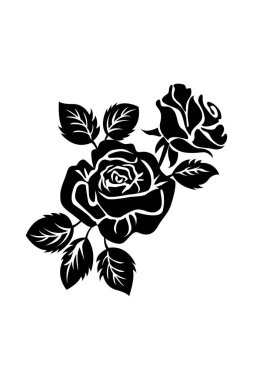 Basit bir gül çiçeği. Grafik ve siluet için düz stil, tişört, dövme.
