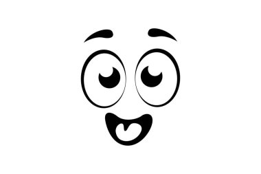 Vektördeki Mutlu Çizgi Film Gözü. Siyah ve Beyaz Şaşırmış Göz İfadesi.