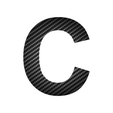 İngilizce alfabe harfi C, beyaz arkaplanda karbon koyu doku - Vektör illüstrasyonu