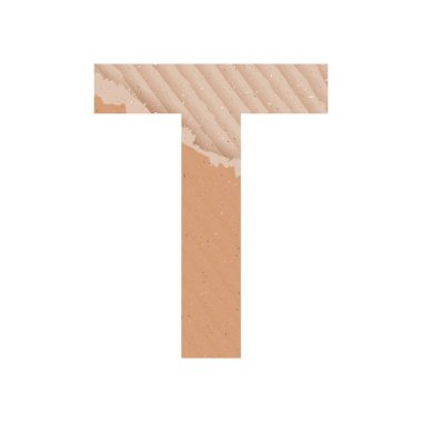 İngiliz alfabesinin T harfi, beyaz arkaplanda gri kağıt deseni - Vektör illüstrasyonu