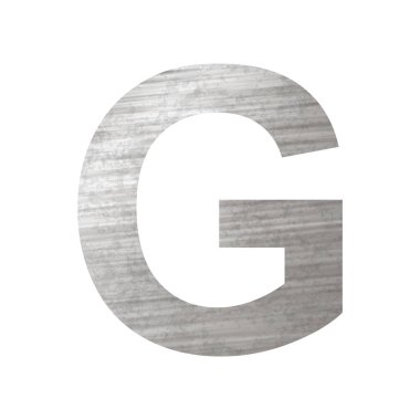 Gümüş paslı metal dokusu, beyaz arkaplanda İngiliz alfabesinin G harfi - Vektör illüstrasyonu