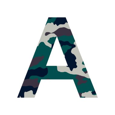 İngilizce alfabe harfi A, haki biçimi beyaz arkaplanda izole edilmiş - Vektör illüstrasyonu