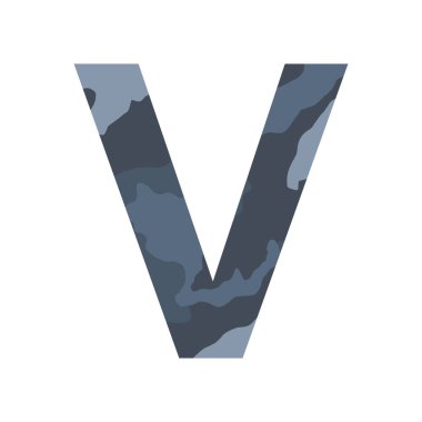 İngilizce alfabe harfi V, haki rengi beyaz arkaplanda izole edilmiş - Vektör illüstrasyonu