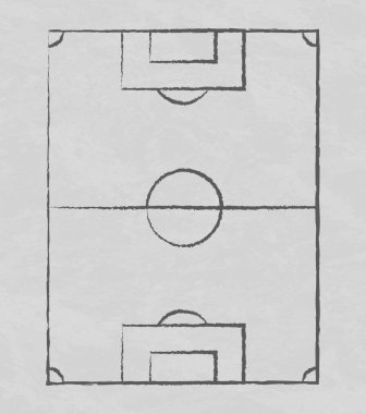 Beyaz tahtada resmi futbol işaretleri çizilmiş tebeşir tahtası arkaplanı - Vektör illüstrasyonu