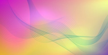 Panoramik renkli soyut stil çoklu arkaplan dalgalı çizgiler - Vektör illüstrasyonu