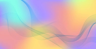 Panoramik renkli soyut stil çoklu arkaplan dalgalı çizgiler - Vektör illüstrasyonu