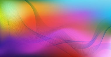 Panoramik renkli soyut stil çoklu arkaplan dalgalı çizgiler - Vektör illüstrasyonu