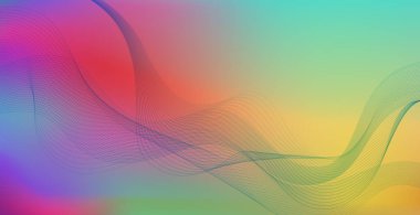 Panoramik renkli soyut stil çoklu arkaplan dalgalı çizgiler - Vektör illüstrasyonu