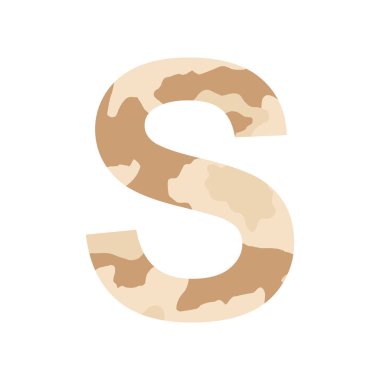 İngilizce alfabe harfi S, haki rengi beyaz arkaplanda izole edilmiş - Vektör illüstrasyonu