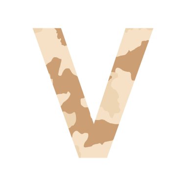 İngilizce alfabe harfi V, haki rengi beyaz arkaplanda izole edilmiş - Vektör illüstrasyonu