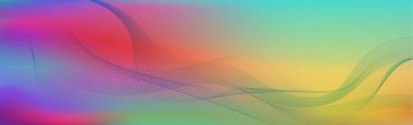 Panoramik renkli soyut stil çoklu arkaplan dalgalı çizgiler - Vektör illüstrasyonu