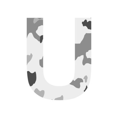 İngilizce alfabe harfi U, haki rengi beyaz arkaplan üzerinde izole edilmiş - Vektör illüstrasyonu