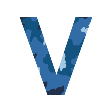 İngilizce alfabe harfi V, haki rengi beyaz arkaplanda izole edilmiş - Vektör illüstrasyonu