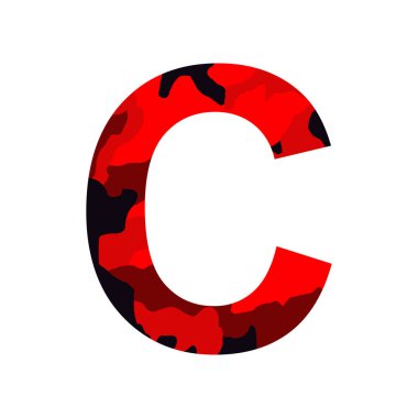 İngilizce alfabe harfi C, haki biçimi beyaz arkaplanda izole edilmiş - Vektör illüstrasyonu