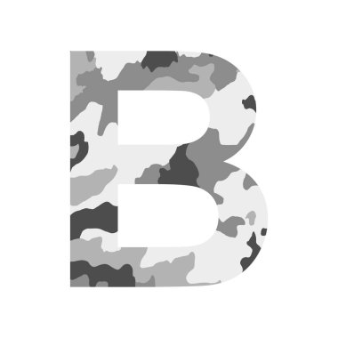 İngilizce alfabe harfi B, haki biçimi beyaz arkaplanda izole edilmiş - Vektör illüstrasyonu