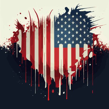 Amerika 'nın gerçekçi soyut bayrağı, ülke bağımsızlığı günü, ulusal gelenekler - Vektör illüstrasyonu