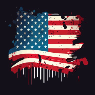 Amerika 'nın gerçekçi soyut bayrağı, ülke bağımsızlığı günü, ulusal gelenekler - Vektör illüstrasyonu