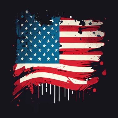 Amerika 'nın gerçekçi soyut bayrağı, ülke bağımsızlığı günü, ulusal gelenekler - Vektör illüstrasyonu