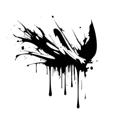 İzler, beyaz arka planda siyah boya lekeleri, koyu renkler - vektör illüstrasyonu