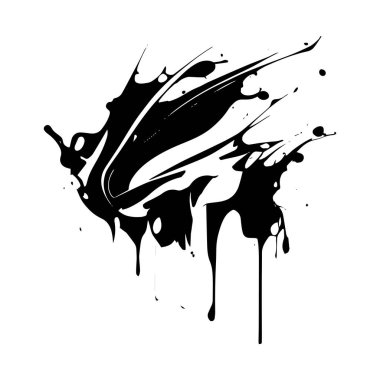 İzler, beyaz arka planda siyah boya lekeleri, koyu renkler - vektör illüstrasyonu