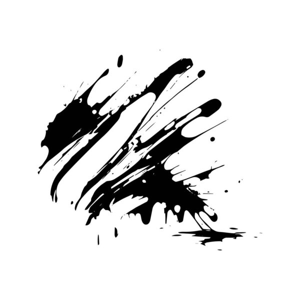Smears, blots of black paint on a white background, dark colors - Vector illustration