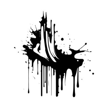 İzler, beyaz arka planda siyah boya lekeleri, koyu renkler - vektör illüstrasyonu