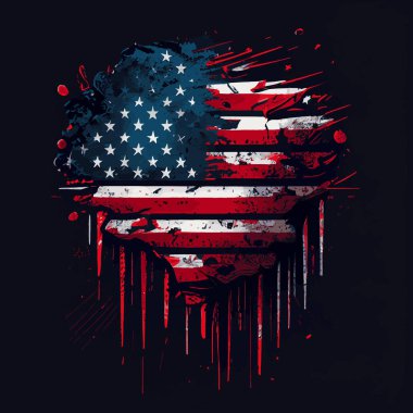 Amerika 'nın gerçekçi soyut bayrağı, ülke bağımsızlığı günü, ulusal gelenekler - Vektör illüstrasyonu