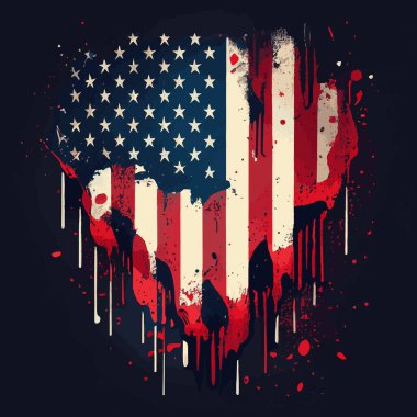 Amerika 'nın gerçekçi soyut bayrağı, ülke bağımsızlığı günü, ulusal gelenekler - Vektör illüstrasyonu
