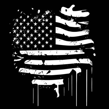 Amerika 'nın siyah ve beyaz soyut bayrağı, ülke bağımsızlığı günü, ulusal gelenekler - Vektör illüstrasyonu