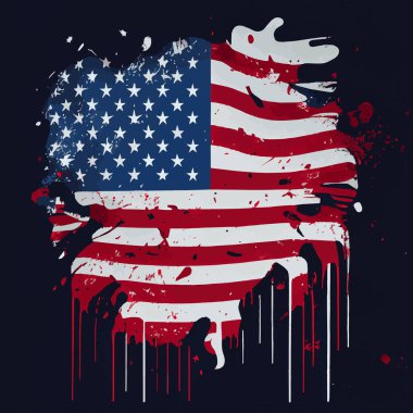Amerika 'nın gerçekçi soyut bayrağı, ülke bağımsızlığı günü, ulusal gelenekler - Vektör illüstrasyonu