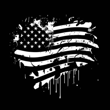 Amerika 'nın siyah ve beyaz soyut bayrağı, ülke bağımsızlığı günü, ulusal gelenekler - Vektör illüstrasyonu