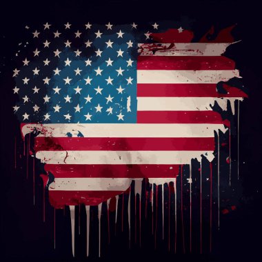 Amerika 'nın gerçekçi soyut bayrağı, ülke bağımsızlığı günü, ulusal gelenekler - Vektör illüstrasyonu