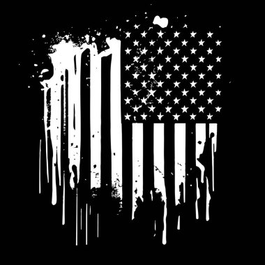 Amerika 'nın siyah ve beyaz soyut bayrağı, ülke bağımsızlığı günü, ulusal gelenekler - Vektör illüstrasyonu