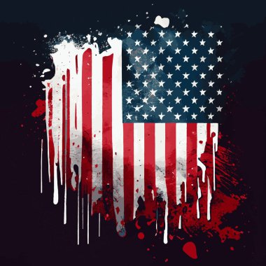 Amerika 'nın gerçekçi soyut bayrağı, ülke bağımsızlığı günü, ulusal gelenekler - Vektör illüstrasyonu