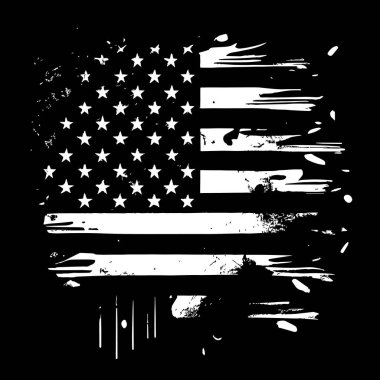 Amerika 'nın siyah ve beyaz soyut bayrağı, ülke bağımsızlığı günü, ulusal gelenekler - Vektör illüstrasyonu