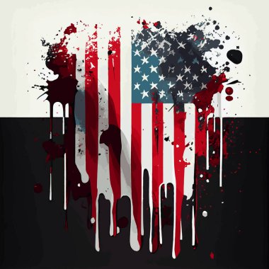 Amerika 'nın gerçekçi soyut bayrağı, ülke bağımsızlığı günü, ulusal gelenekler - Vektör illüstrasyonu
