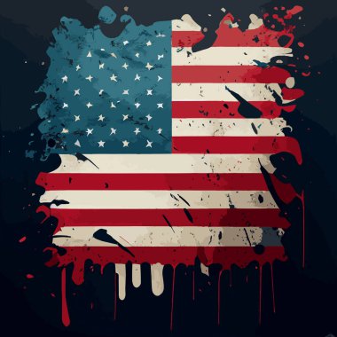 Amerika 'nın gerçekçi soyut bayrağı, ülke bağımsızlığı günü, ulusal gelenekler - Vektör illüstrasyonu