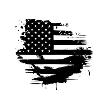 Amerika 'nın siyah ve beyaz soyut bayrağı, ülke bağımsızlığı günü, ulusal gelenekler - Vektör illüstrasyonu