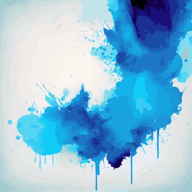 Beyaz arkaplanda gerçekçi mavi suluboya dokusu - Vektör illüstrasyonu