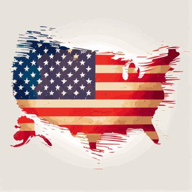 Amerika haritası şeklinde ABD 'nin gerçekçi soyut bayrağı, ülkenin bağımsızlık günü, ulusal gelenekler - Vektör illüstrasyon
