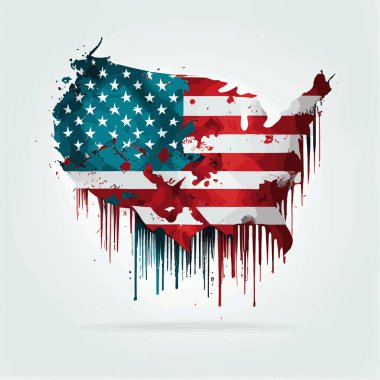 Amerika haritası şeklinde ABD 'nin gerçekçi soyut bayrağı, ülkenin bağımsızlık günü, ulusal gelenekler - Vektör illüstrasyon